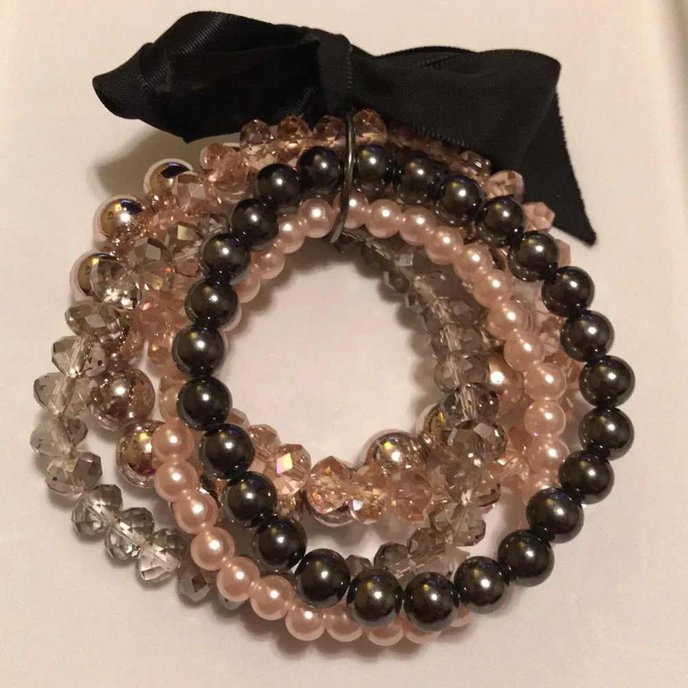 3/$15 Gorgeous Multi Strand Stretch Bracelet Stack - Picture 1 of 3